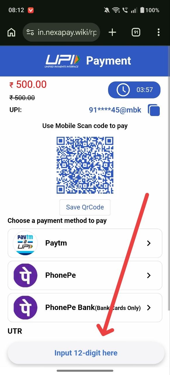 Submit UTR Number